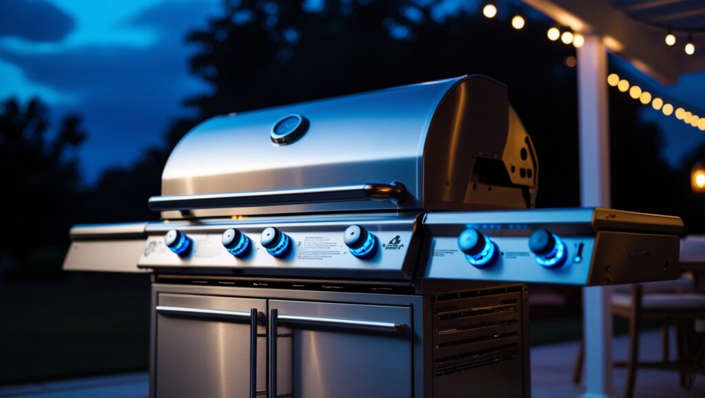 Propane Grills with LED-Lit Knobs and Controls for Nighttime Cooking